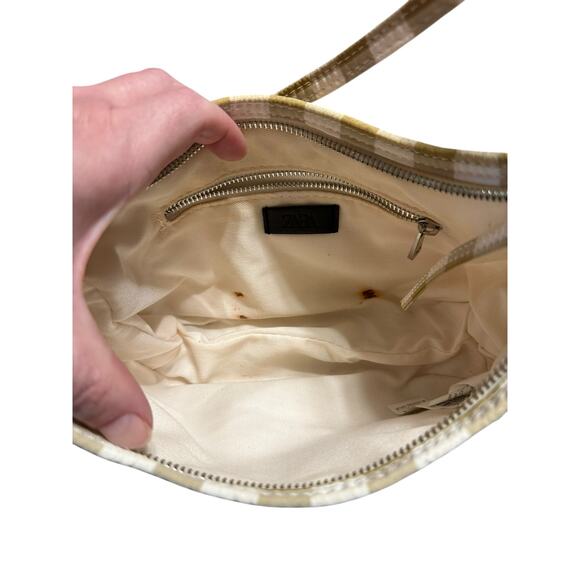 Zara Tan and White Gingham Small Shoulder Bag - Picture 3 of 6